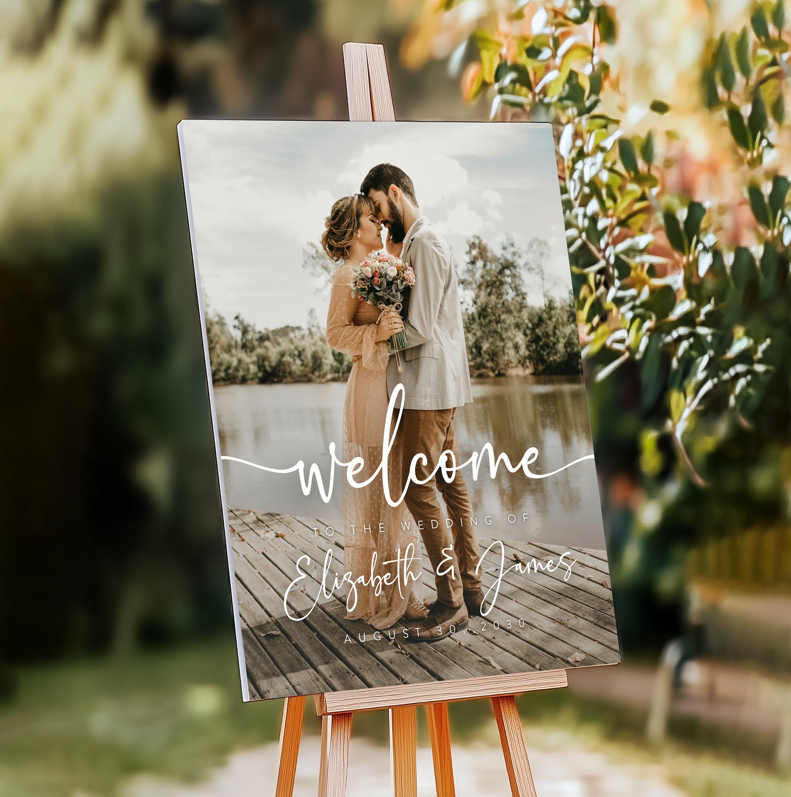 Printed & Shipped Photo Wedding Welcome Sign Template, Welcome