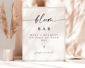 Bloom Bar Sign Template, Build Your Bouquet, Wedding Flower Favors, Bridal Flower Bar Decor, Baby Shower Bloom Bar Sign Printable #f37