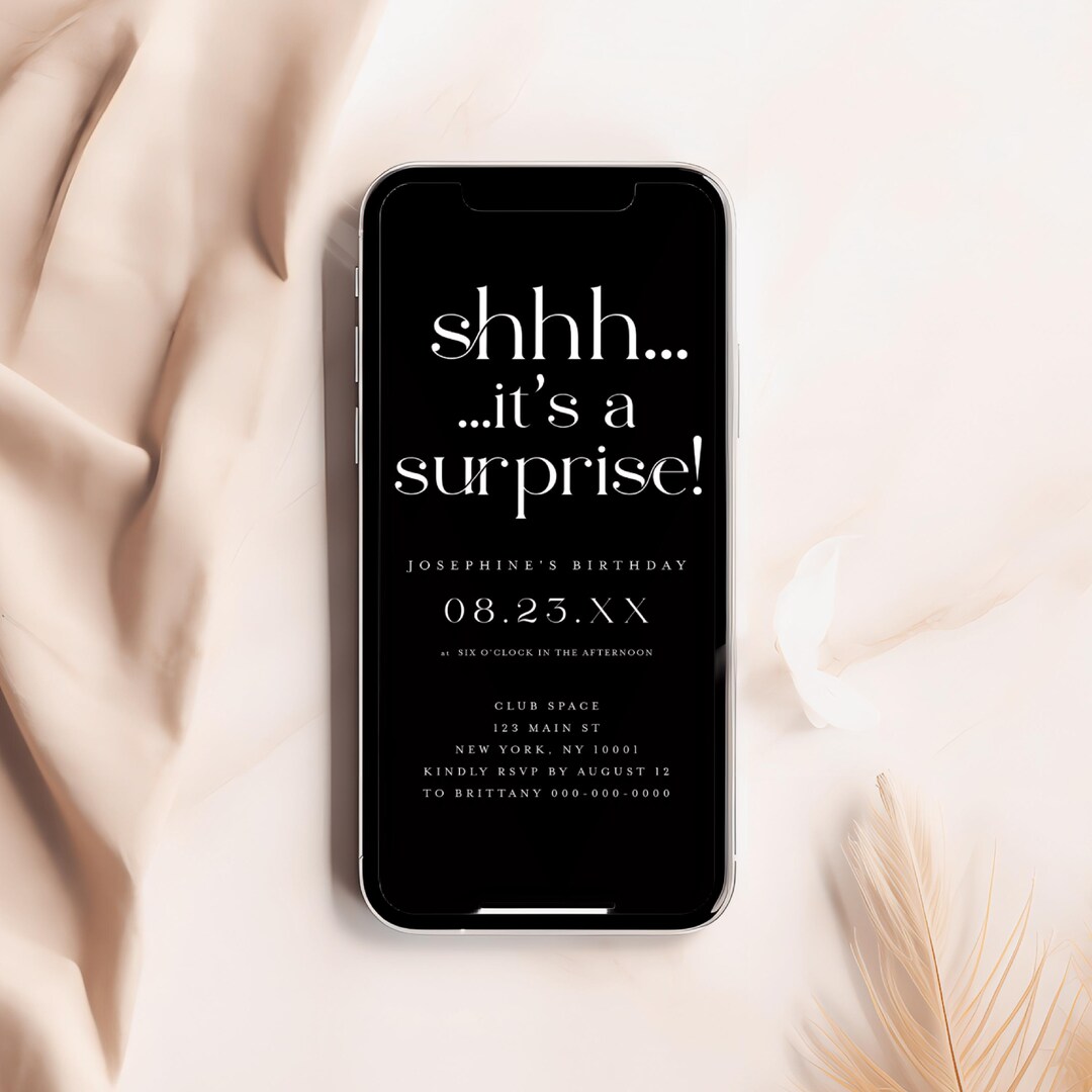 Electronic Birthday Digital Invitation, Text Message Invite, Black ...