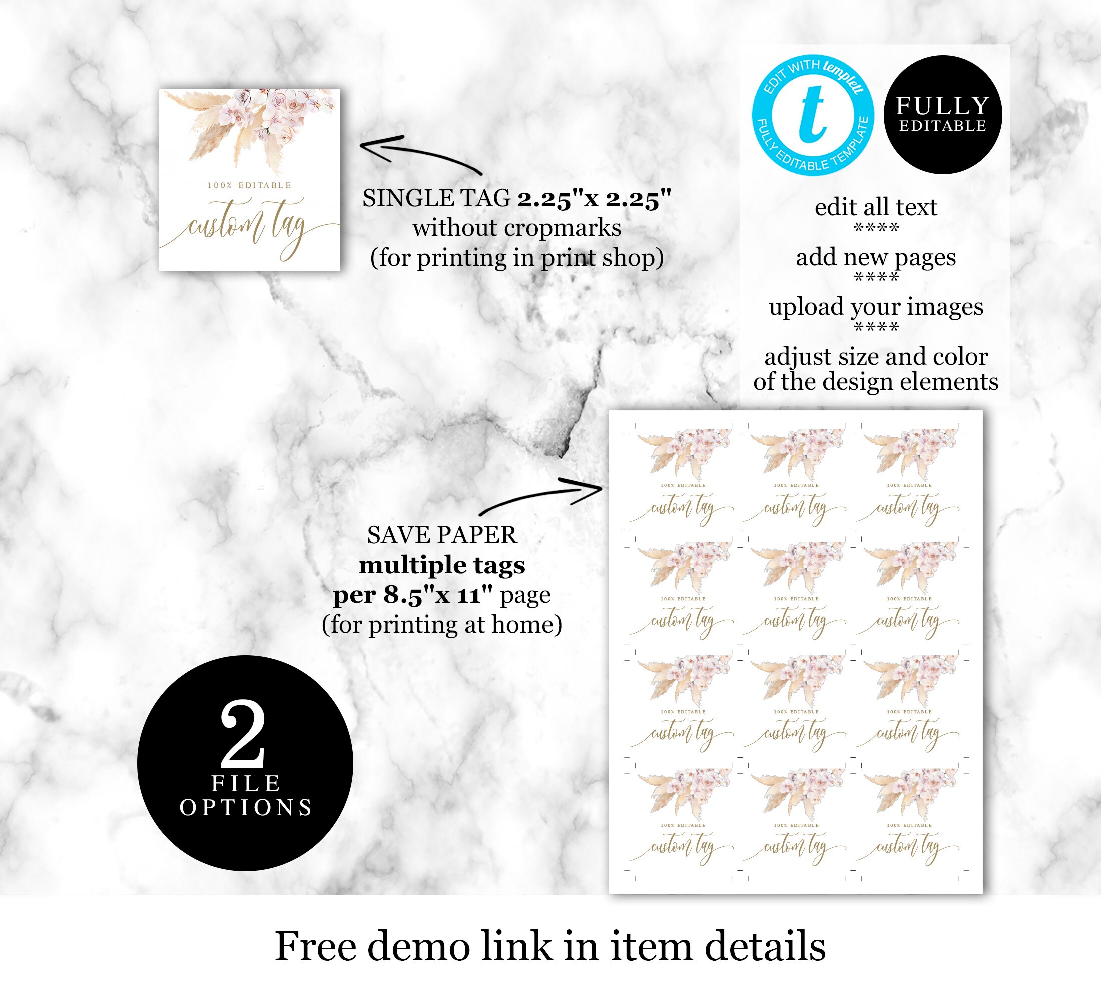 Instant Download Custom Tags Template Templett Fully Etsy