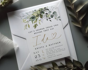 Before They Say I Do Invitation, Couples Shower Invitation, Lets Shower Them With Love, Wedding Shower Invitation, Greenery Invitation #c61