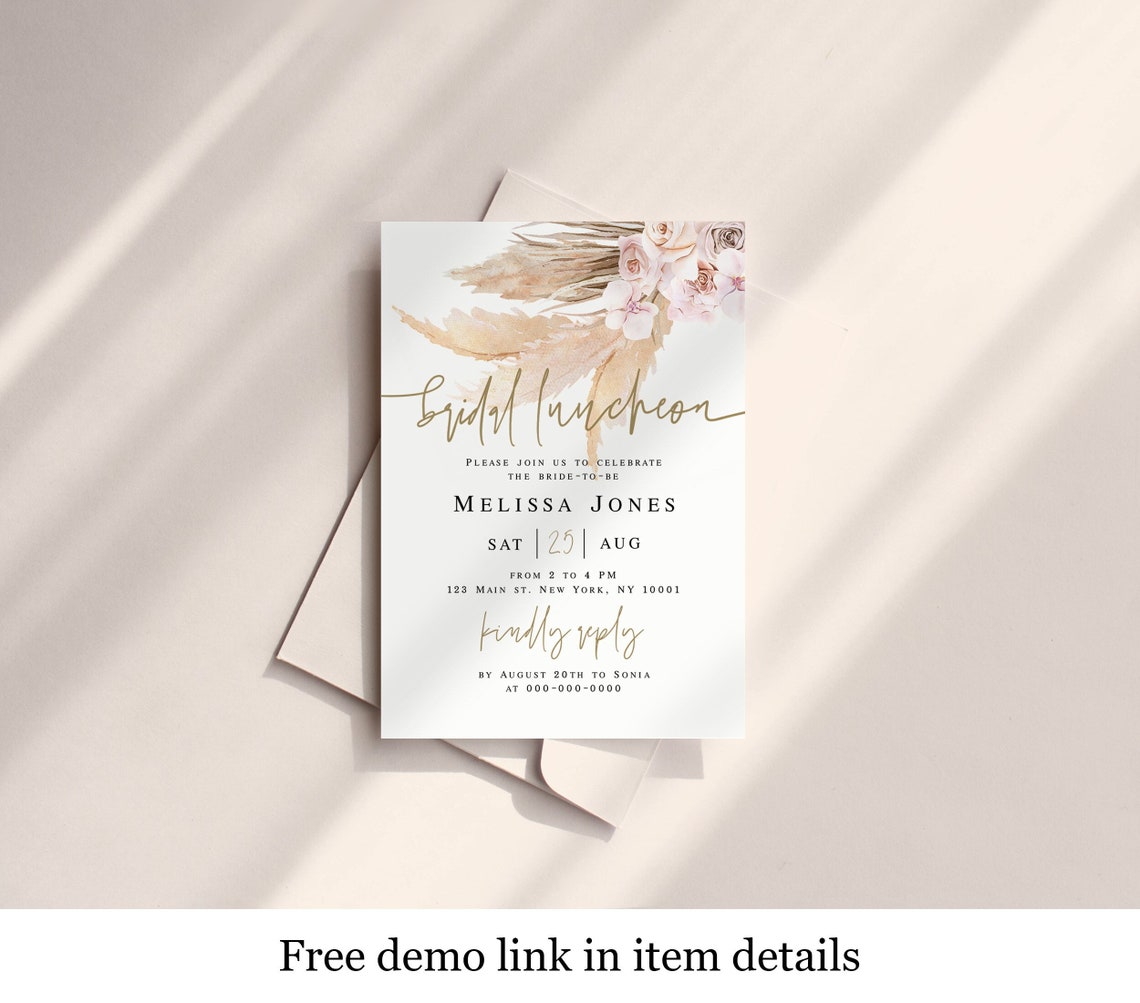 Printable Bridal Luncheon Invitation Template Templett - Etsy
