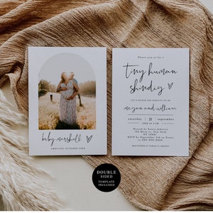 Baby Bash Invitation Template, Tiny Human Shindig, Couples Baby Shower, Invites, Boy or Girl, Photo, Picture, Arch, Gender Neutral, DIY #f35