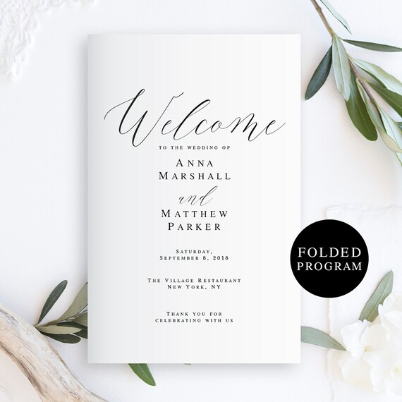 folded wedding program template folded wedding programs instant download wedding template program pdf ceremony program folded program vm121 folded program template