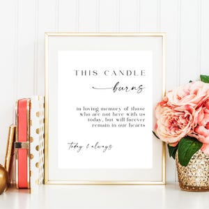 Printed & Shipped Minimalist This Candle Burns Memorial Sign, In Loving Memory Sign