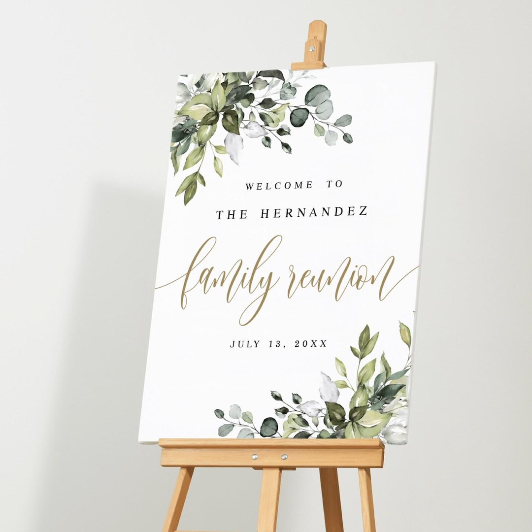 Printed Family Reunion Welcome Sign, Modern BBQ Family Get Together ...