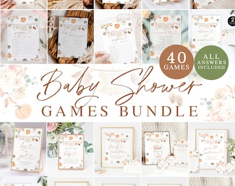 Fall Baby Shower Game Bundle, Fall Pumpkin Baby Shower Game Bundle Girl, Little Pumpkin Baby Shower Games Boho Baby Shower Game Bundle #ct86