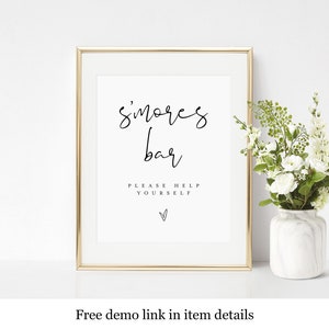 Smore Bar Station Sign Template, Try Before You Buy, Roast A Marshmallow And Party S&#39;More, Wedding, 100% Editable Text, Baby Shower DIY #f35