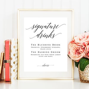 Signature cocktail sign Editable template Wedding sign Bar menu template Signature drink sign download Wedding bar menu Cocktail menu vm51 image 10