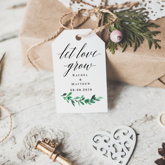 wedding Favor Tags Eucalyptus Favor Tags Plant Tags Let Love Grow Tags Favour Tags GP1 Greenery favor tag Printable Tags