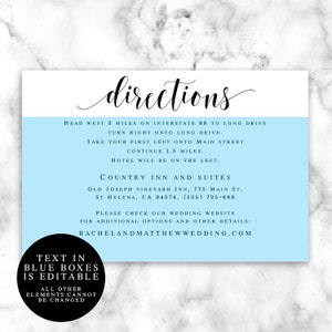 Directions Template Editable Pdf Directions Insert Directions Cards for ...