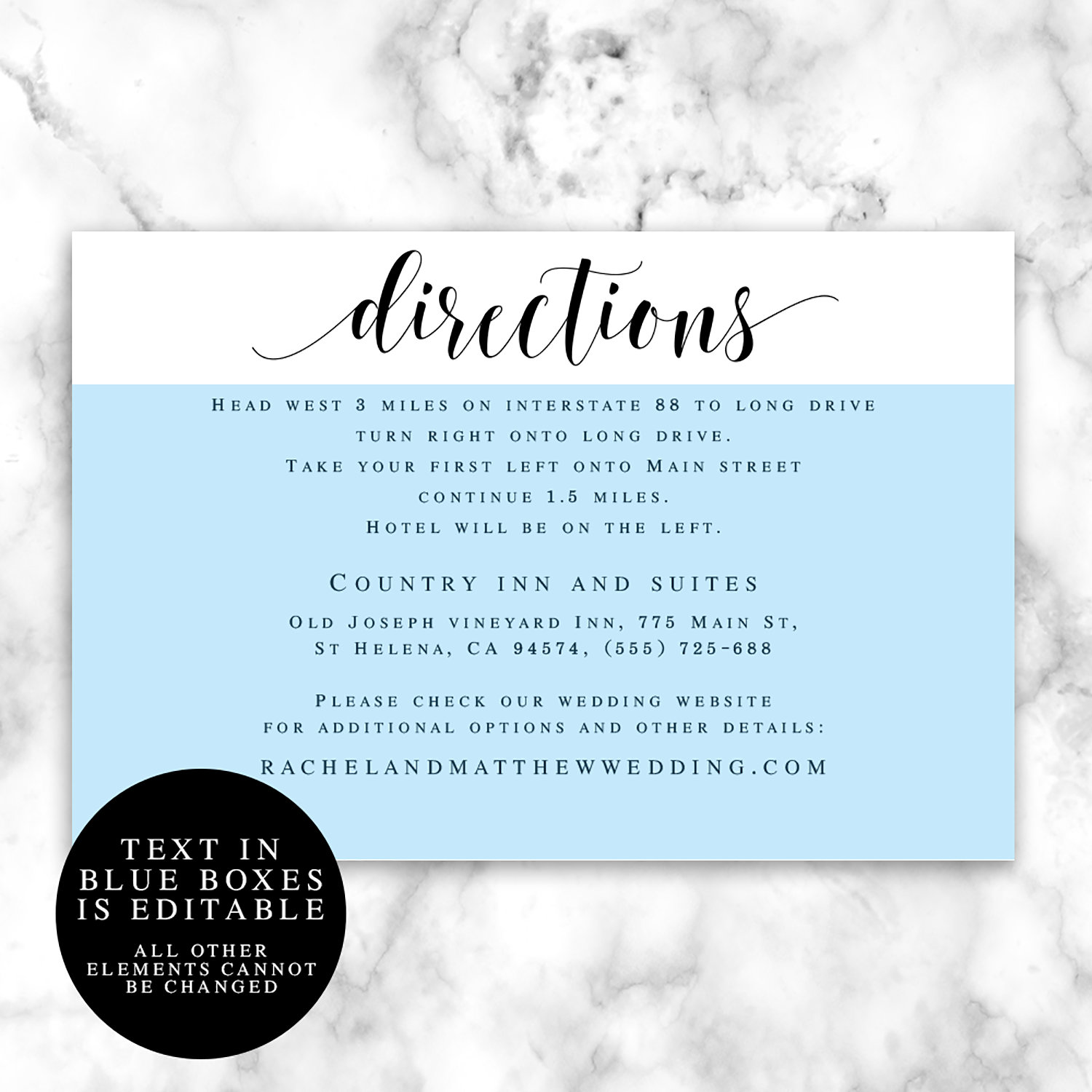 Directions Template Editable Pdf Directions Insert Directions Etsy