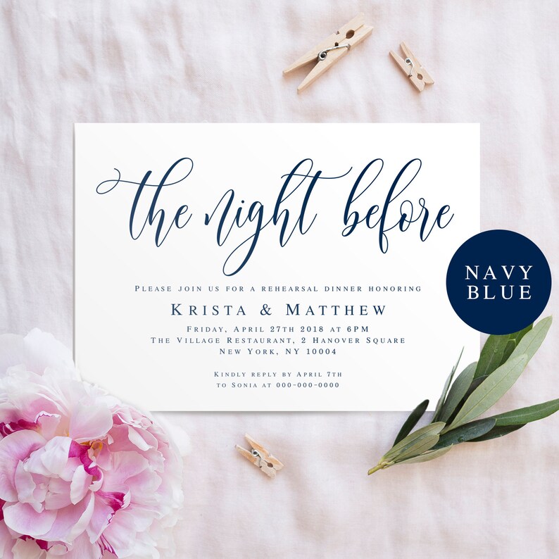 Navy Rehearsal Dinner Invitation Diy Printable Templates The Etsy