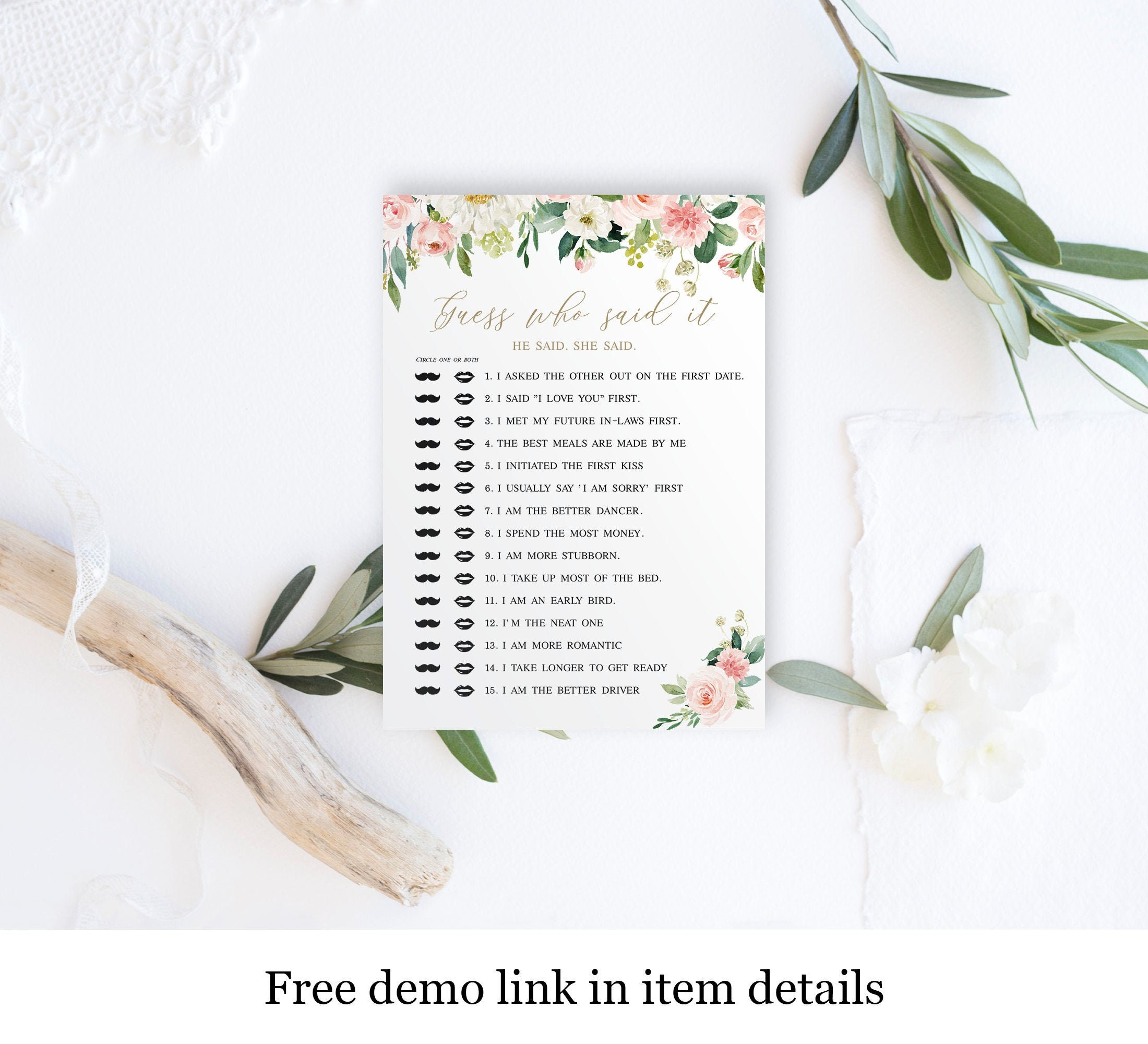Blush Games for Bridal Shower Try Before You Buy Template - Etsy