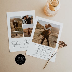 Wedding Reception Party Invitation Template, Photo Collage, Templett, Downloadable, Happily Ever After Party, Elopement Party Modern #vmt710
