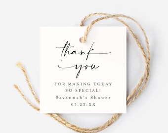 Editable Thank You Tag Template, Round Thank You Tag, Minimalist Favor Tag, Bridal Shower Tag, Wedding Favor Thank You Tag Download #f41