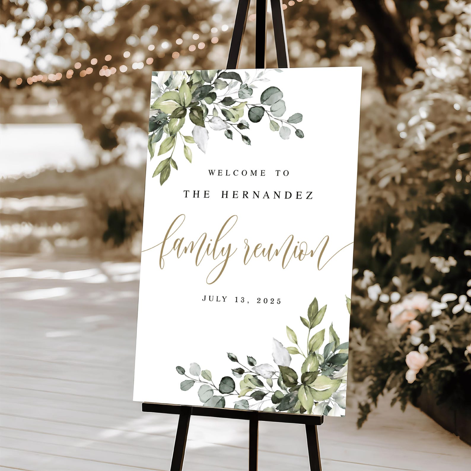 Family Reunion Welcome Sign Printable, Greenery BBQ Family Get Together ...