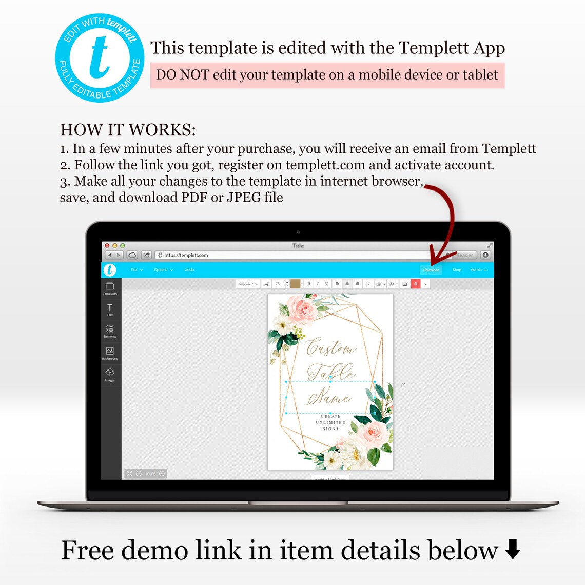 Custom Table Names Unlimited DIY Sign Template Templett Etsy