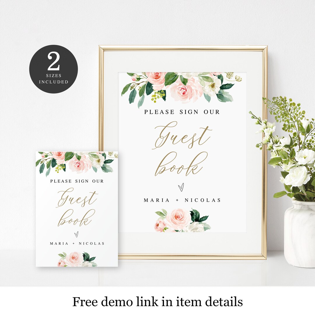 Printable Please Sign Our Guestbook Sign Template Templett - Etsy