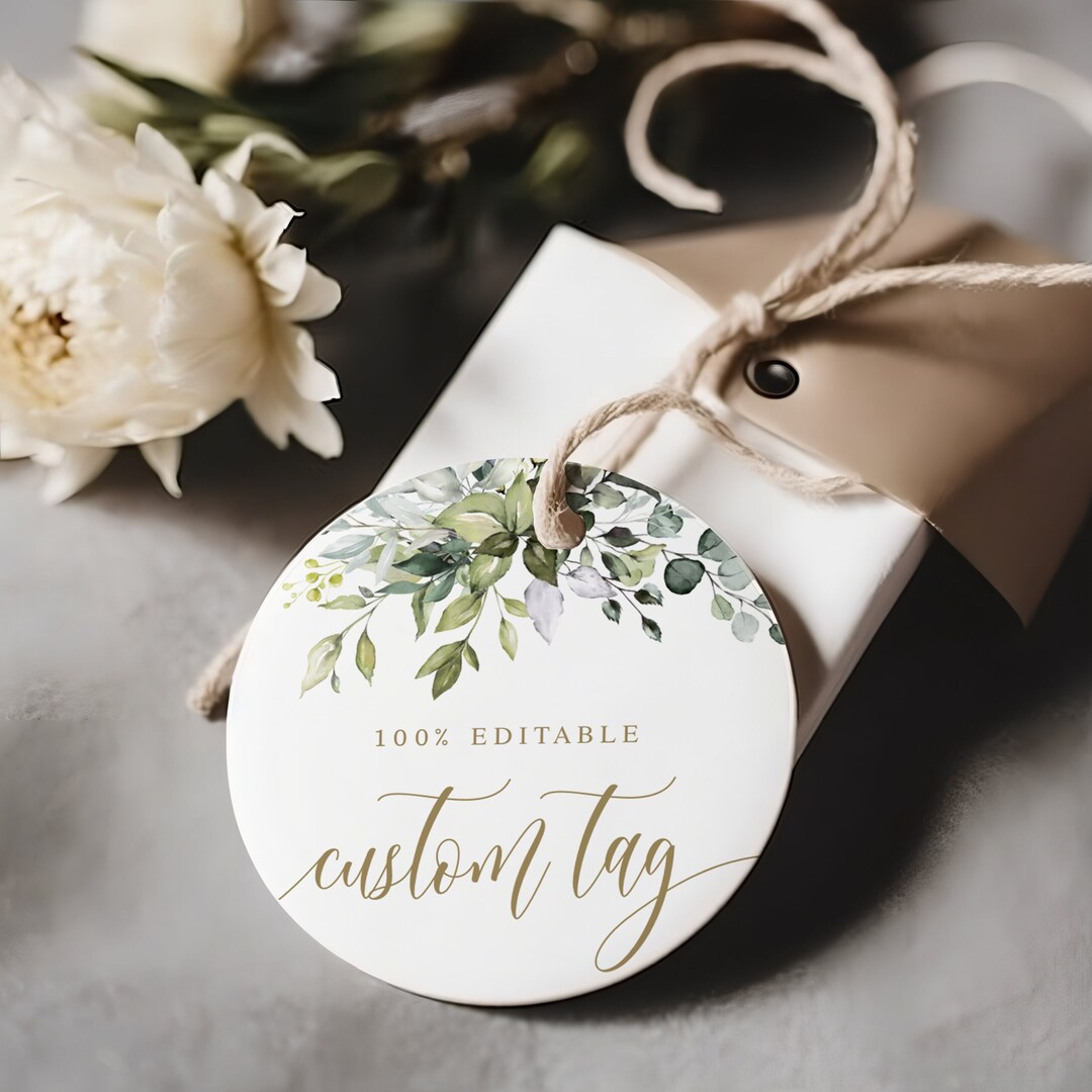 Digital Download Custom Tags Template, Selfediting, Wedding Guest Gift