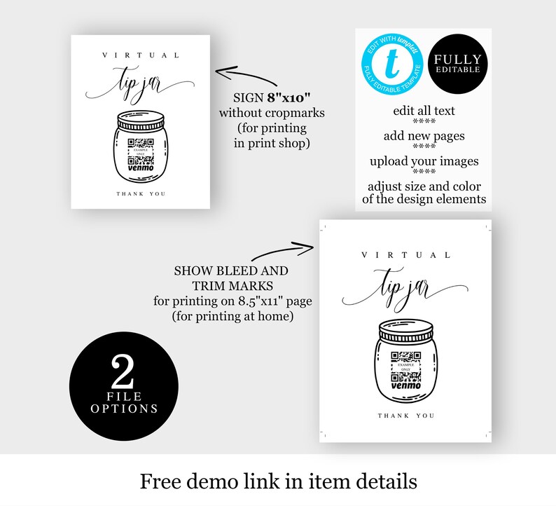 Virtual Tip Jar Sign Template Printable Try Before You Buy - Etsy