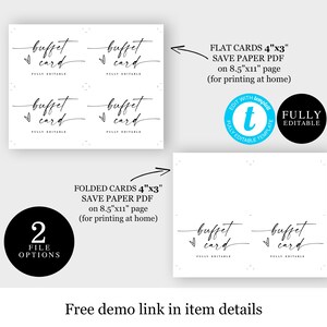 Printable Buffet Card Template Food Label Tent Instant - Etsy