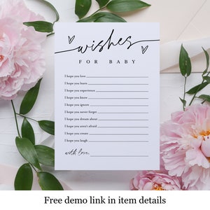 Wishes for Baby Card Template, Printable, Dear Baby Wish Cards, Well ...