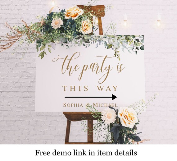 Downloadable Party This Way Sign Template Direction Sign - Etsy