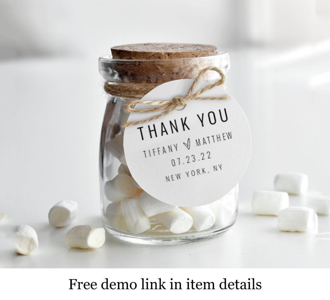 Circle Gift Tag Template Wedding Guest Favor Label Round - Etsy