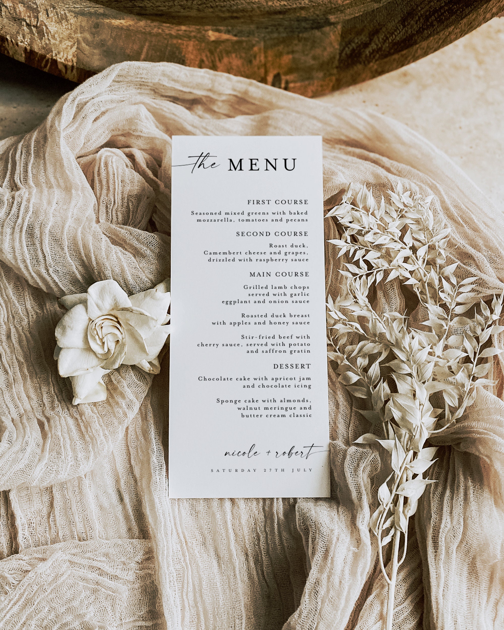 Minimalist Wedding Menu Template Wedding Rehearsal Dinner Etsy