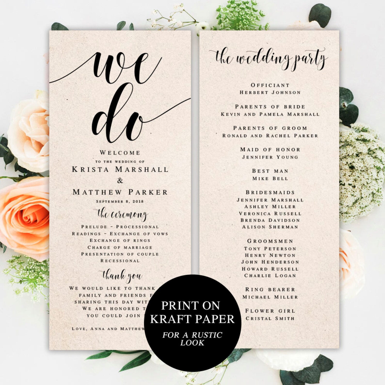 Printable Wedding Program Template Download Editable Wedding - Etsy