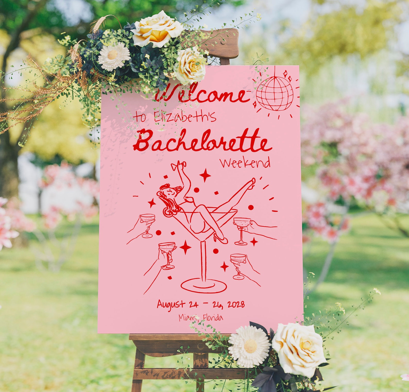 Hand Drawn Bachelorette Weekend Welcome Sign Template, Quirky Funky ...