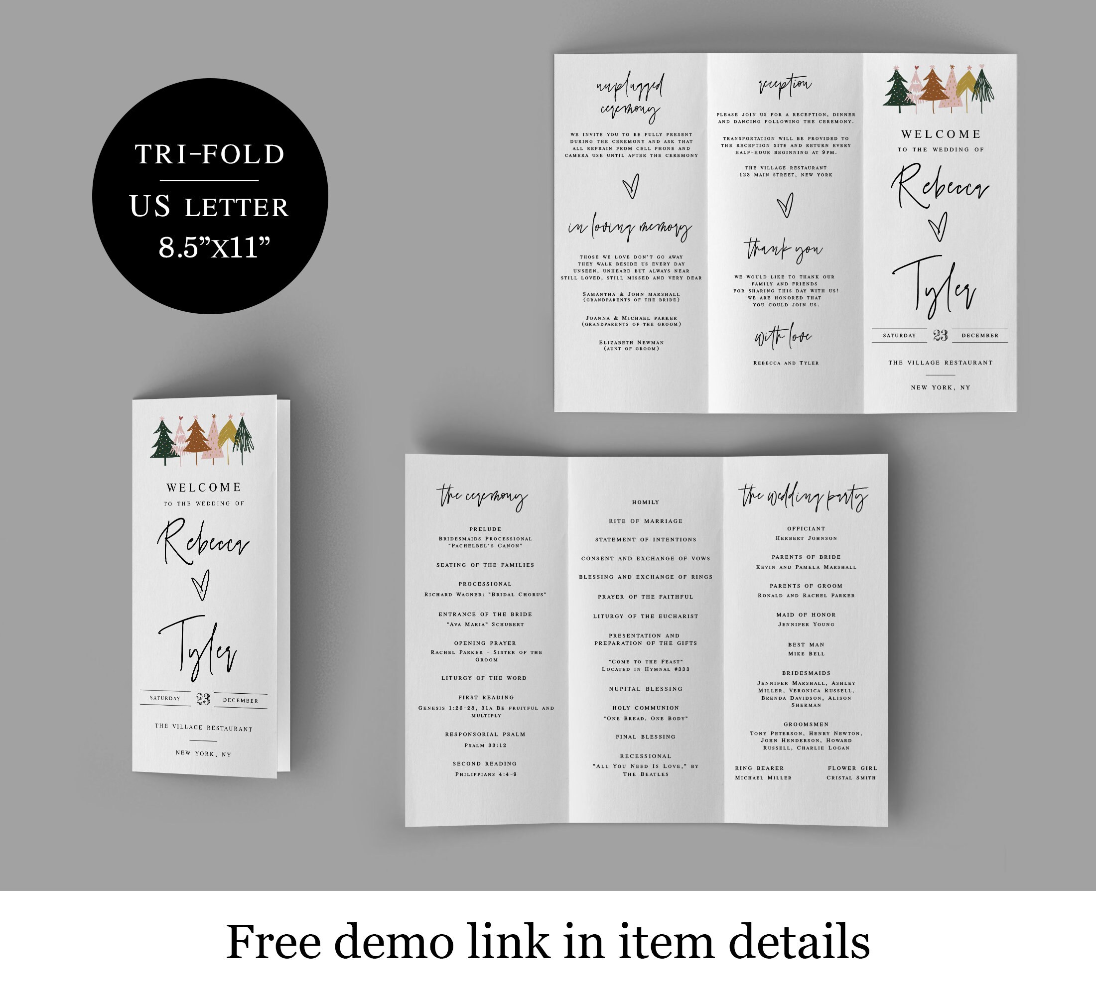 Printable Tri-fold Wedding Program Template Try Before You - Etsy Canada