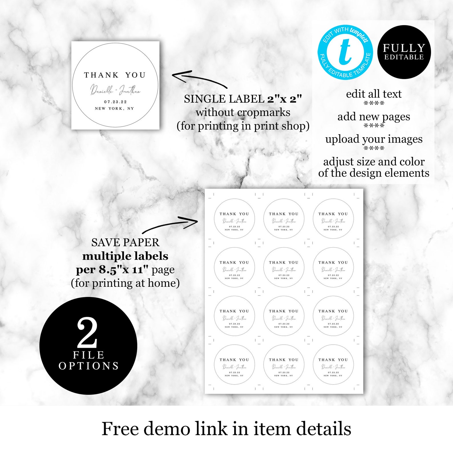 Circle Gift Tag Template Wedding Guest Favor Label Round - Etsy
