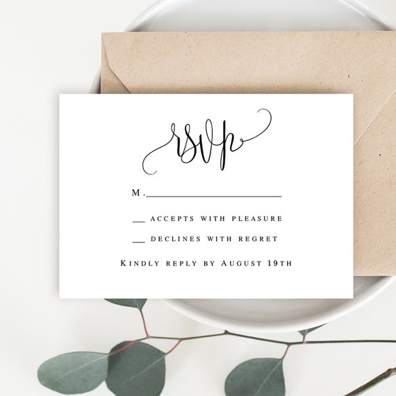 Wedding Rsvp Card Wedding Rsvp Printable Template Enclosure Etsy