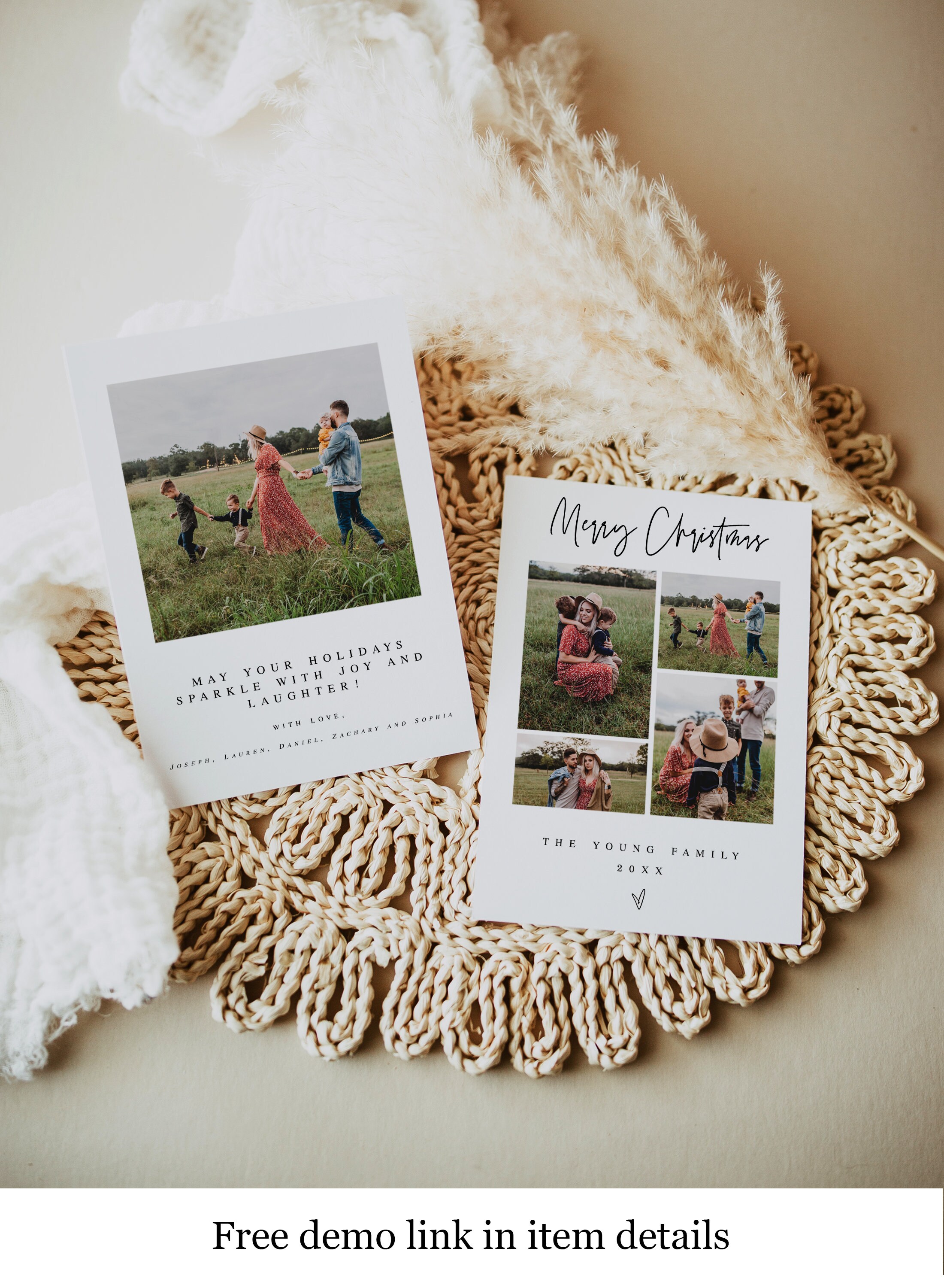Merry Christmas Card Template Download Add Your Own Photo - Etsy