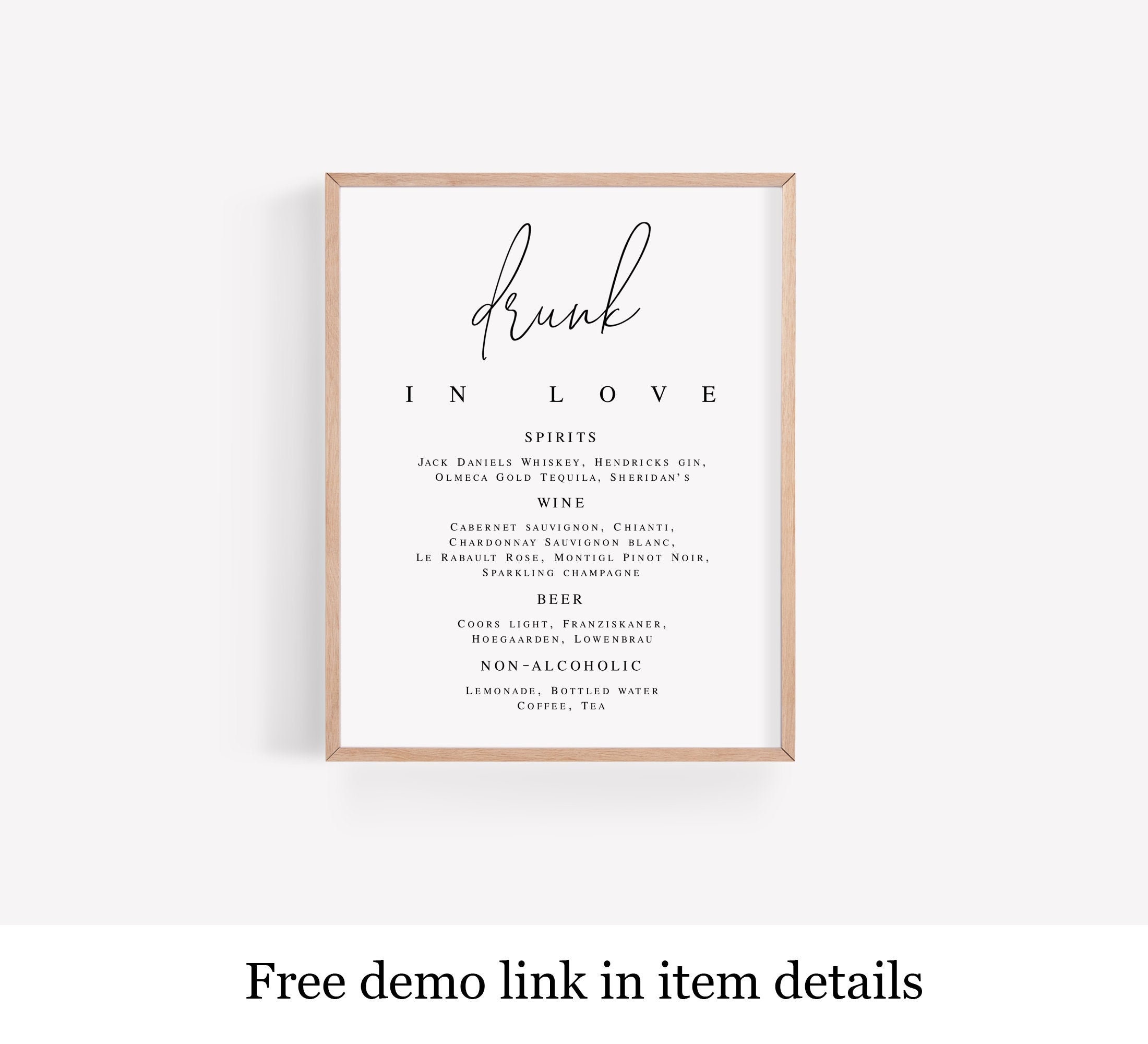 Instant download Templett Printable Fully Editable Drink Menu Sign Template Digital Download Boho #vmt710 Wine Menu DIY Customizable