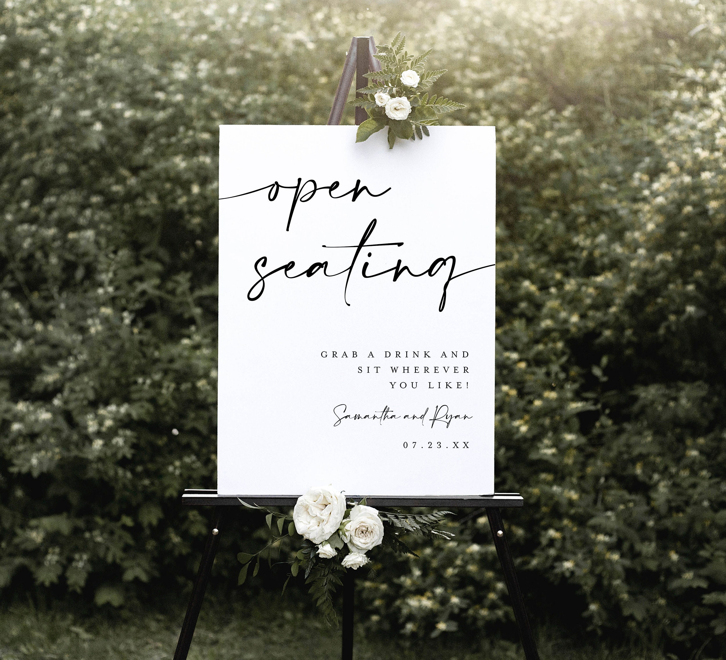 Open Seating Sign Template, Minimalist Wedding Sign, Sit Anywhere, No ...
