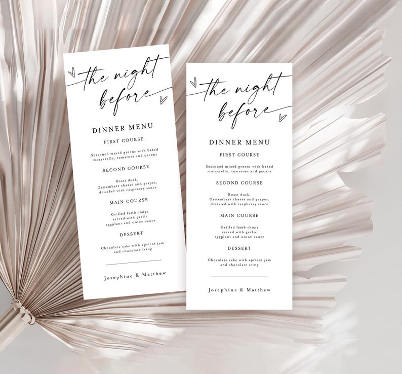 Rehearsal Dinner Menu Template, Editable Rehearsal Menu, the Night ...