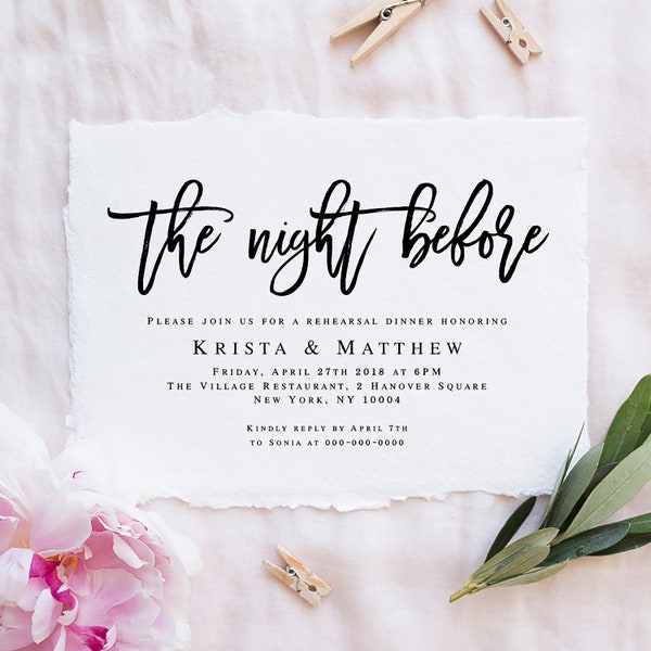 The night before invitation Rehearsal dinner invitation template Pre wedding party invitation Editable invitation Printable templates #vm91