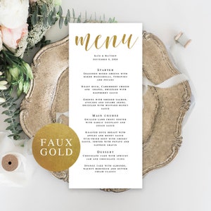 Pobierz menu weselne Złoty szablon menu weselnego Złote karty menu Boho złote wesele Menu na kolację próbną Złoty wystrój wieczoru panieńskiego #vm32