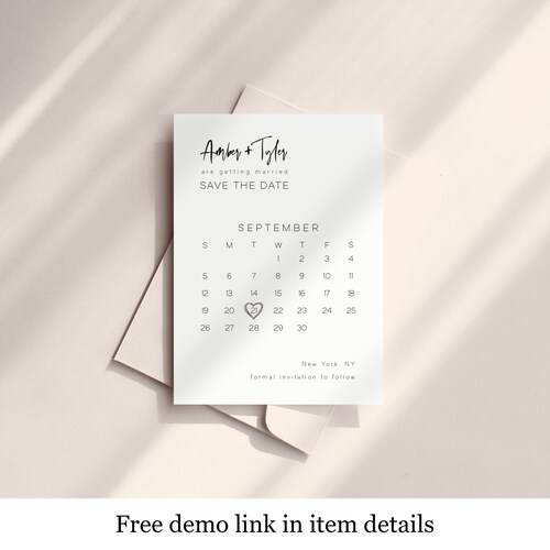 Calendar Save the Date Template Templett Fully Editable - Etsy