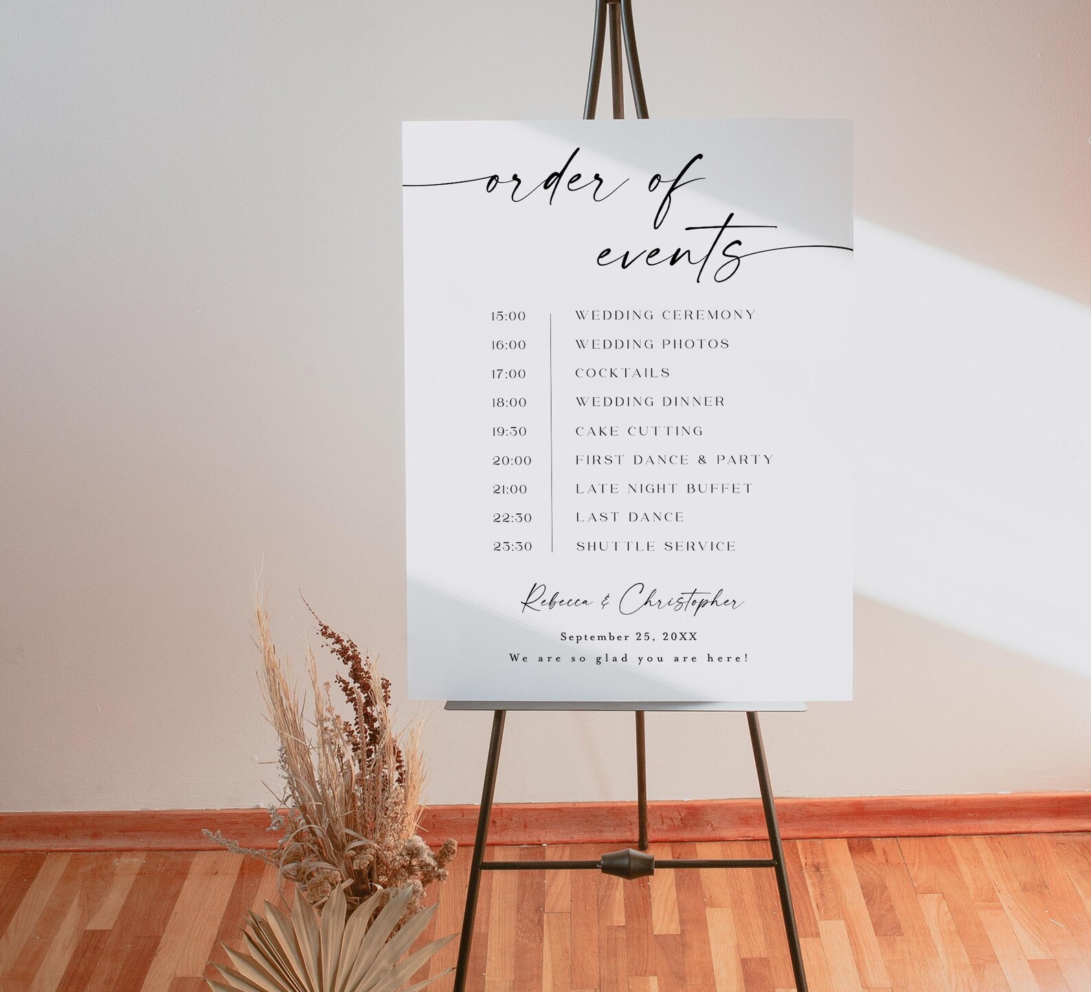 Sign Order Reception Printed & Shipped Wedding Order of the Day Sign, Wedding Itinerary ...