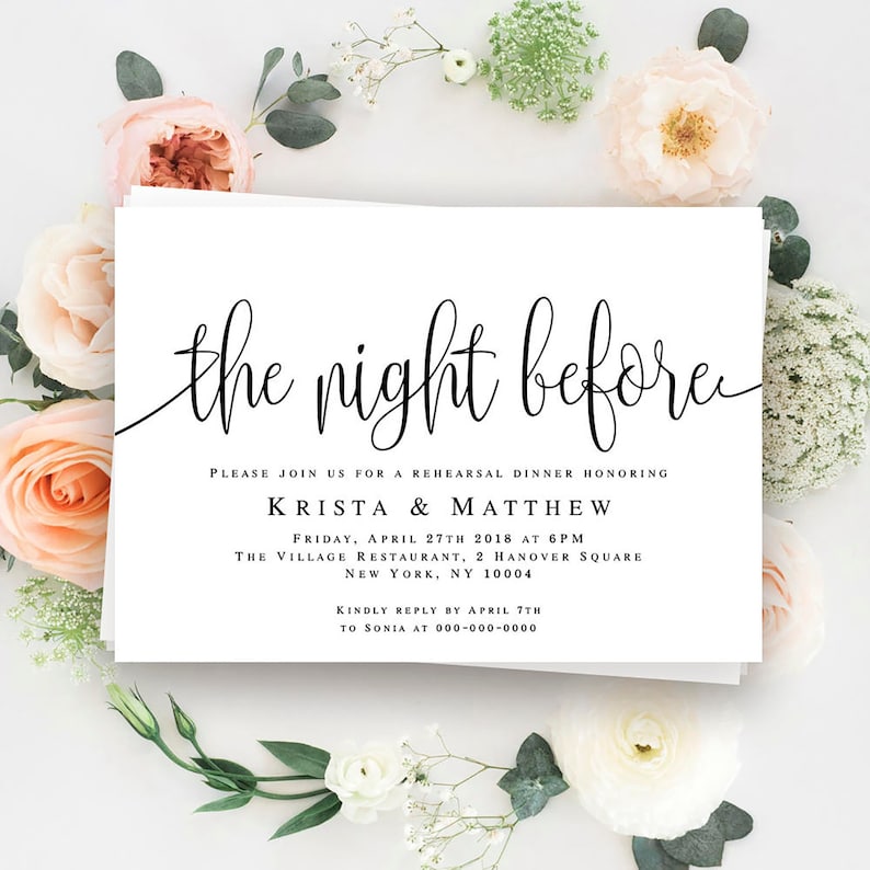 The night before invitation Rehearsal dinner invitation template Pre wedding party invitation Editable invitation Printable templates #vm41 