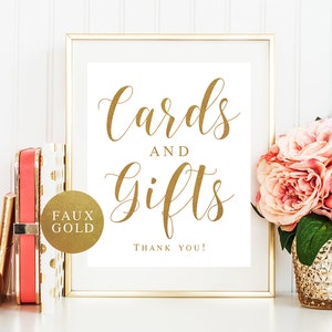 Cards and gifts wedding sign Bohemian wedding sign Gold wedding decor Cards sign DIY Printable gold wedding signs Gift table decor vm32 image 1