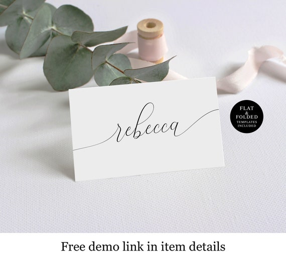 Printable Wedding Name Cards Template, Self-Editing, Digital Download, Editable Text, Templett, Escord Table Decor, Place Card, Moder #vmt12
