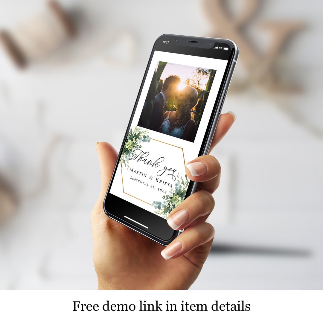 Electronic Thank You Card Template Text Message Phone Eco Etsy