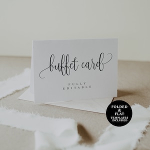 Voedseletiket voor buffet, afdrukbare kaartsjabloon, kaartsjabloon bruiloft eten, vrijgezellenfeest, bewerkbare tekst, instant download, Templett #vmt610