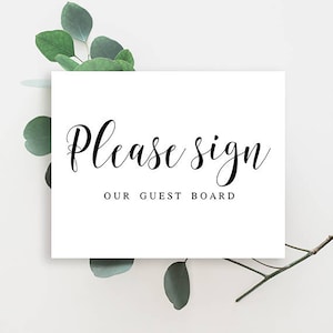 Elegant wedding guest book alternative Guest book sign Please sign our guest board French wedding Forest wedding Modern wedding decor #vm31