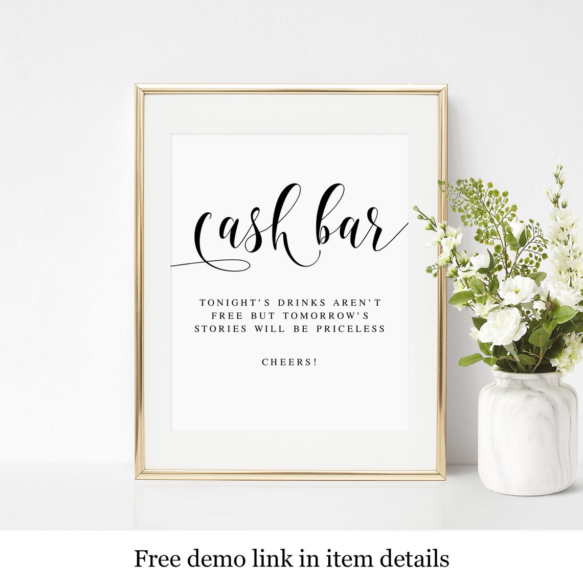 Cash Bar Sign Template Printable Templett Try Before You Etsy